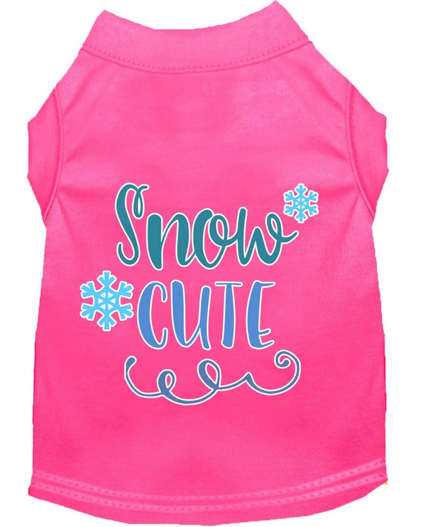 Snow Cute Screen Print Dog Shirt Bright Pink XL